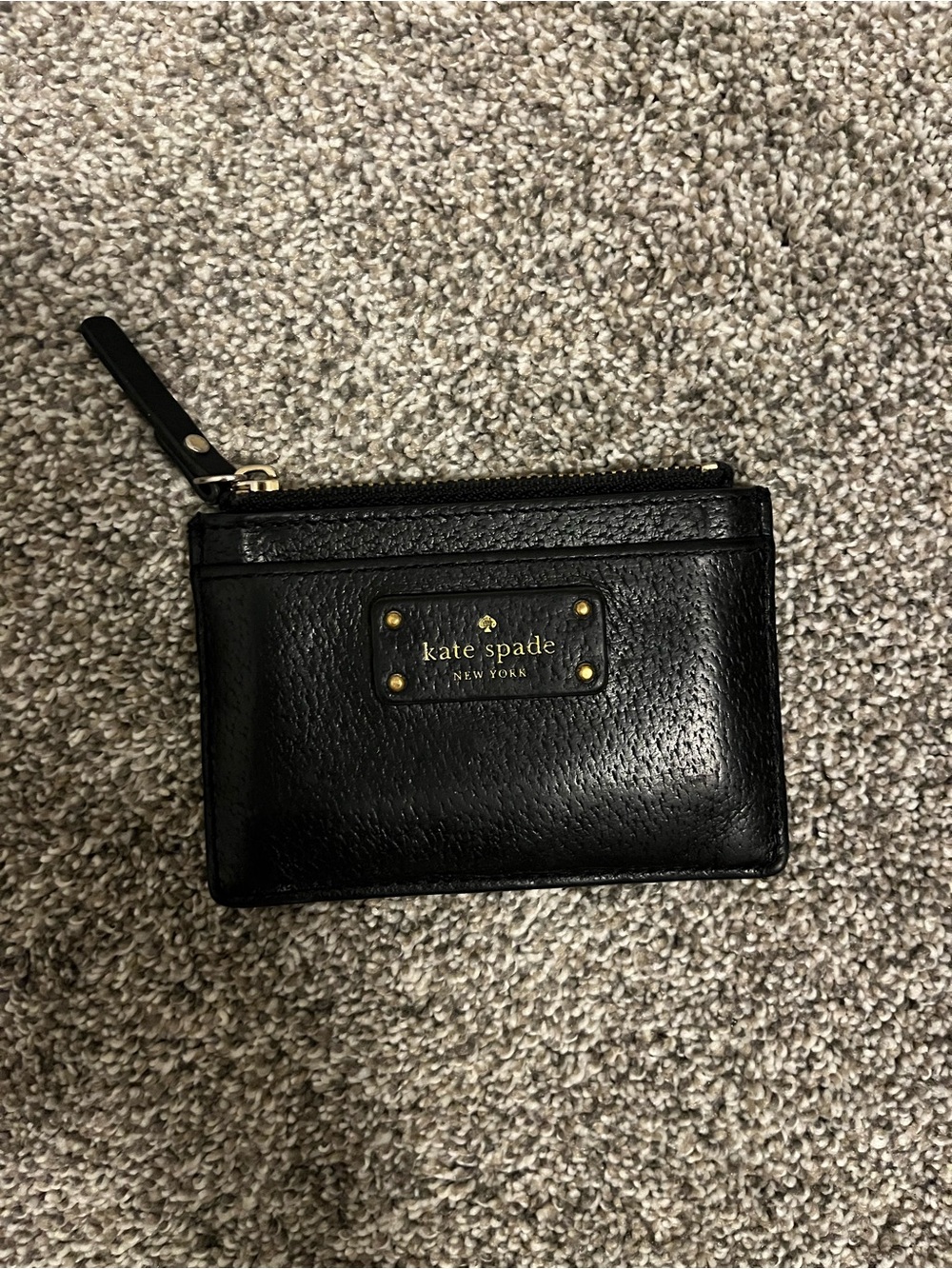 Kate Spade New York Black Leather Zip Card Case